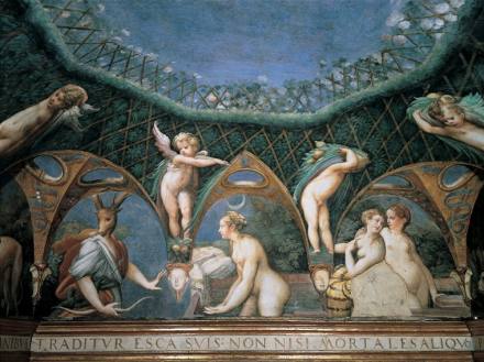 Fontanellato. Affresco del Parmigianino in Rocca Saletta di Diana e Atteone